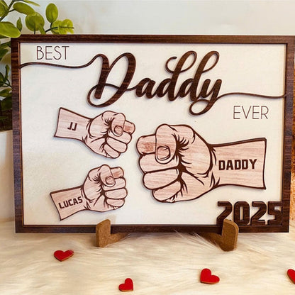 Personalized Fist Bump Dad and Kids Sign,  Dad Birthday Gift