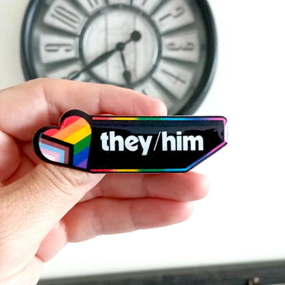 Personalized Pronouns Name Tag | Custom LGBTQ Pride identity