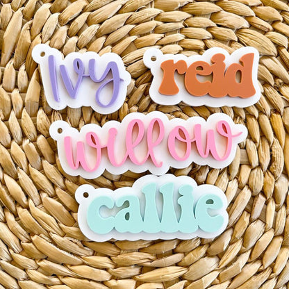 Backpack name keychain, 3d name keychain