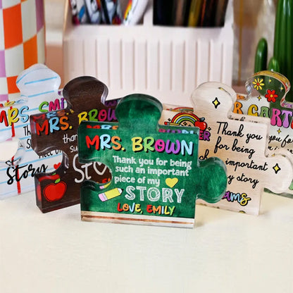Personalized Teacher Appreciation Gift Puzzle Piece, Custom Acrylic