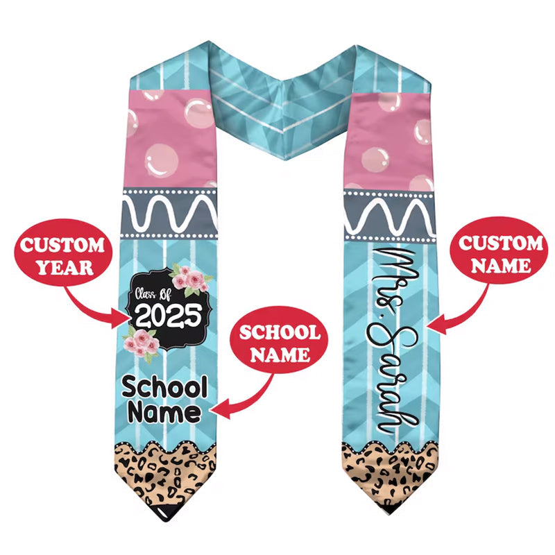 Custom Graduation Stole Class Of 2025, Teacher Graduation Stole 2025