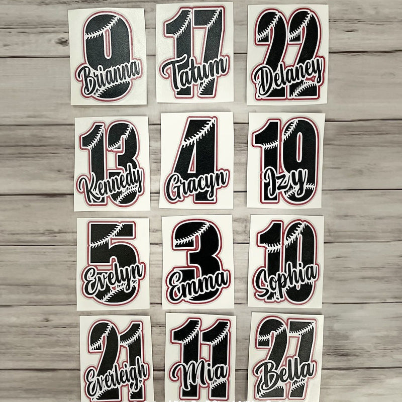 Personalized Baseball Softball Soccer Football Cheer Number Sticker