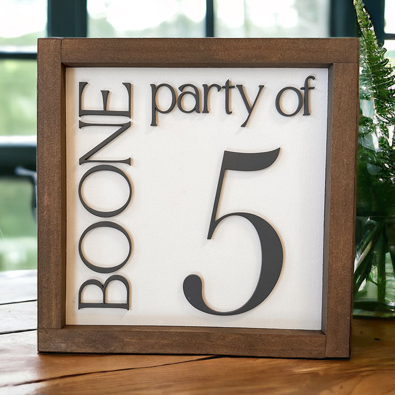 Party of 3 Sign, 3D Number Sign, Last Name Sign, Custom Family Name Sign