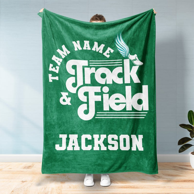 Personalized Track and Field Blanket - Custom Name, Team Name Throw Blanket