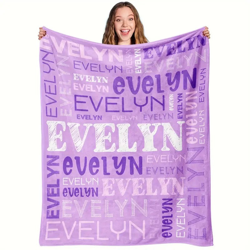 Custom Name Flannel Blanket - Contemporary Style, All-Season