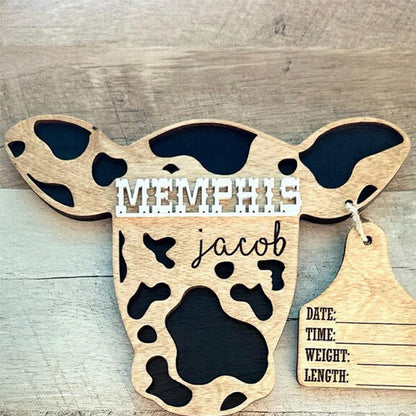 Baby Boy Cow Birth Stats Sign / Nursery Announcement