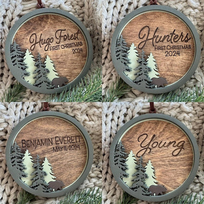 Personalized Christmas ornament | Bear | Forest | Baby's First Christmas