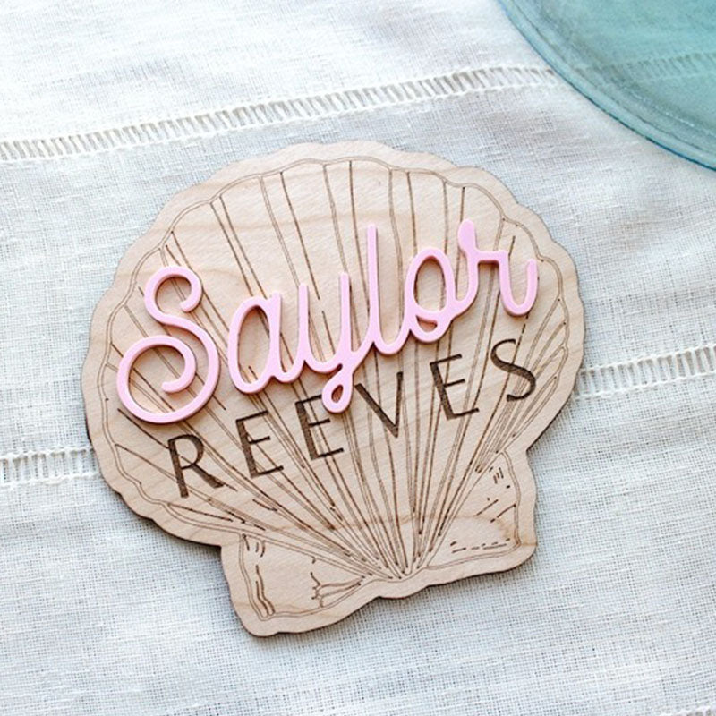 Personalized Beachy Baby Announcement Sign for Footprint Imprint