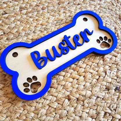 Customizable Dog Bone Sign - Personalized Pet Decor Gift with Paw Prints