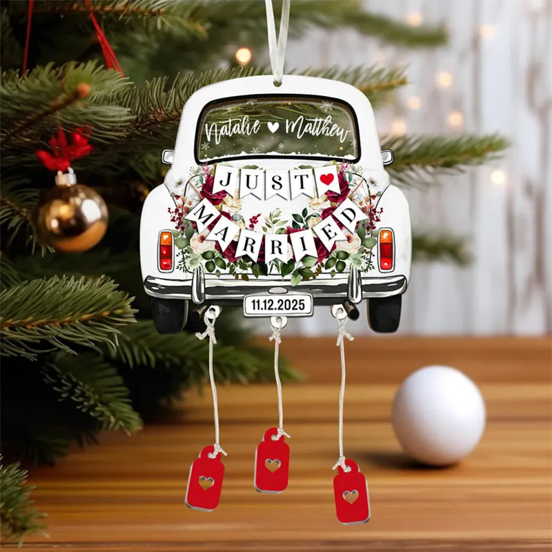 Personalized Just Married Car Ornament,