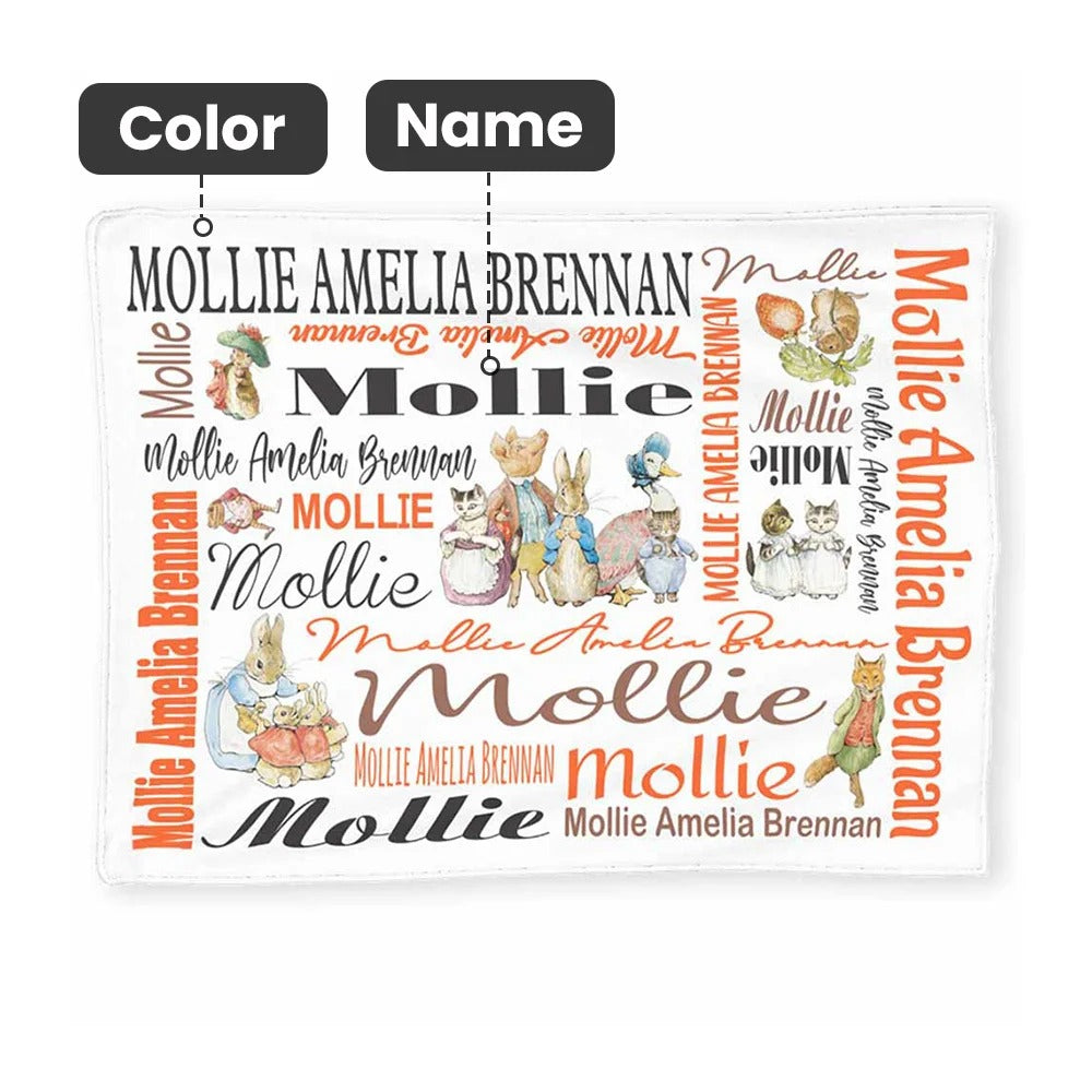 Personalized Peter Rabbit Print Easter Blanket