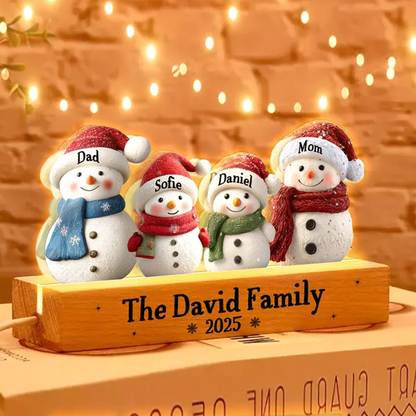 Custom Snowman Family Christmas Night Light