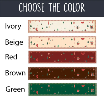 Family Name Word Christmas Theme, Personalized Table Runner