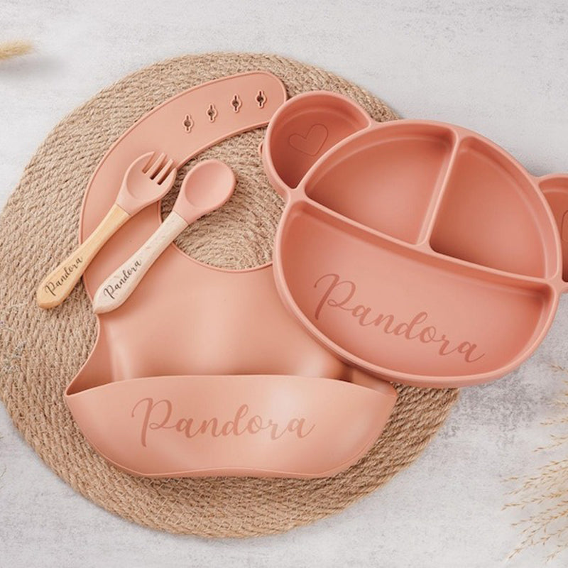 Custom Baby Plate Set with Name,Baby Feeding Set