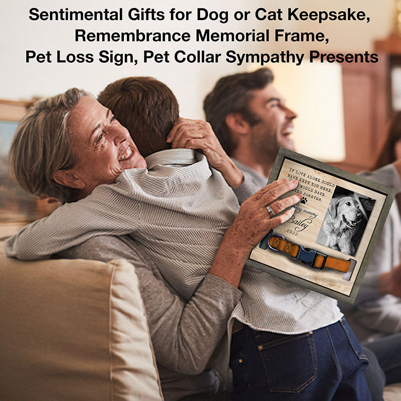Memorial Pet Collar Frame, Black & White Photo, Loss of Dog, Cat Loss Gifts, Pet Collar Holder, Memorial Standing Frame