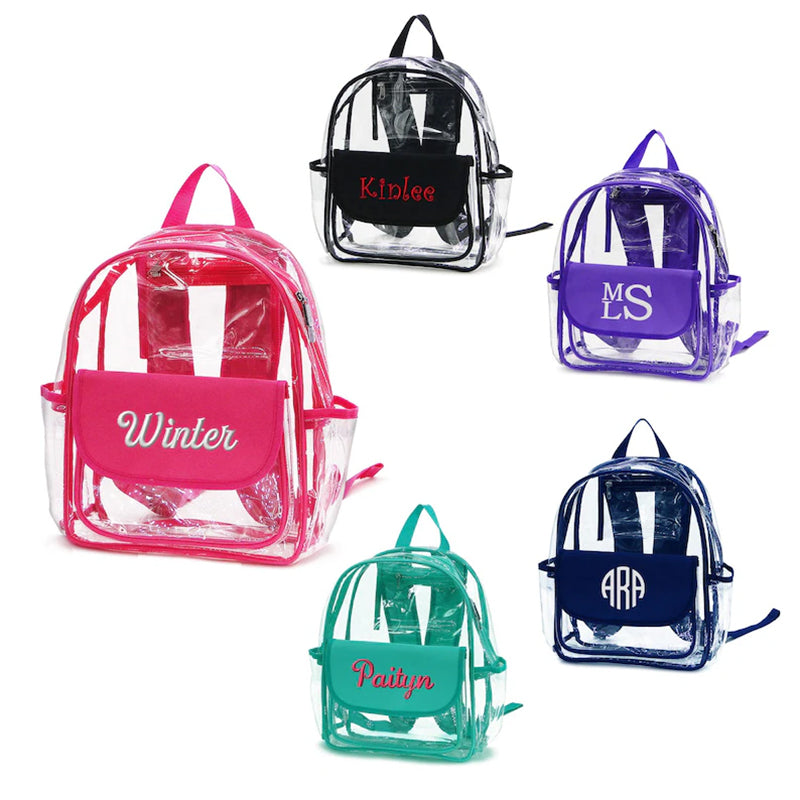 Monogram backpack, personalized backpack, Personalized clear bag