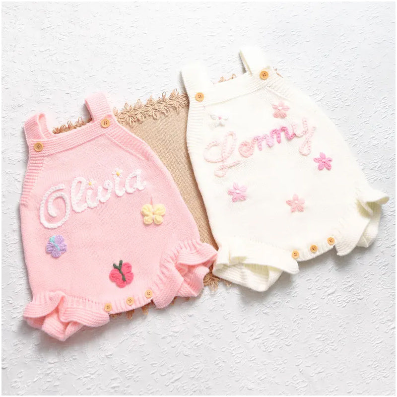 Personalized Baby Girl Romper, Custom Baby Name Romper