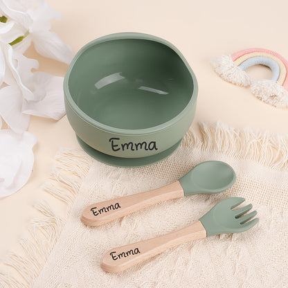 Personalized Microwave Safe Durable Silicone Feeding Bowl