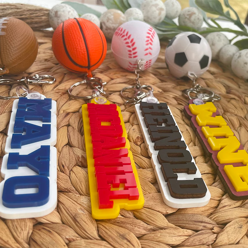 Personalized name color Sport Keychain Team Colors Soccer, Basketball, Baseball, Football, for keys