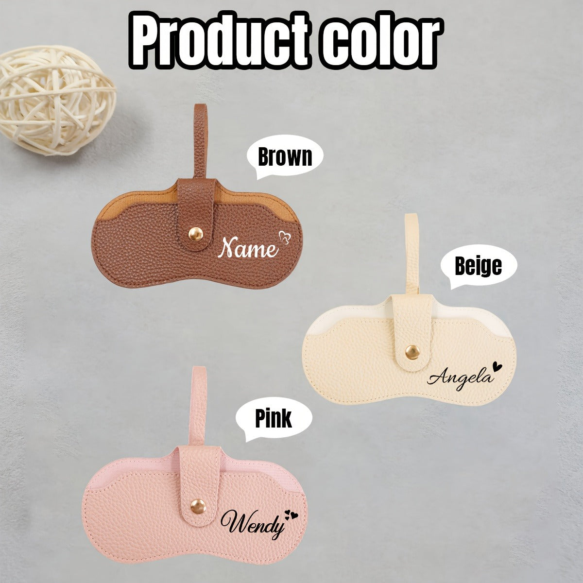Customizable Soft Faux Leather Eyeglass Case with Name