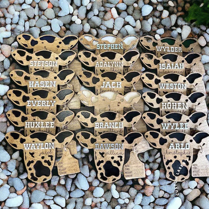 Baby Boy Cow Birth Stats Sign / Nursery Announcement