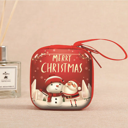 Personalization name Festive Red PVC Christmas Coin Purse