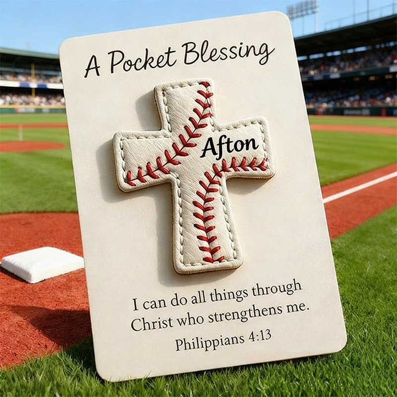 Baseball Cross Blessing Card,Pocket Blessing Baseball Cross