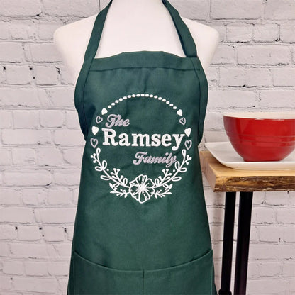 Customizable apron embroidered Personalized name kitchen apron with pockets