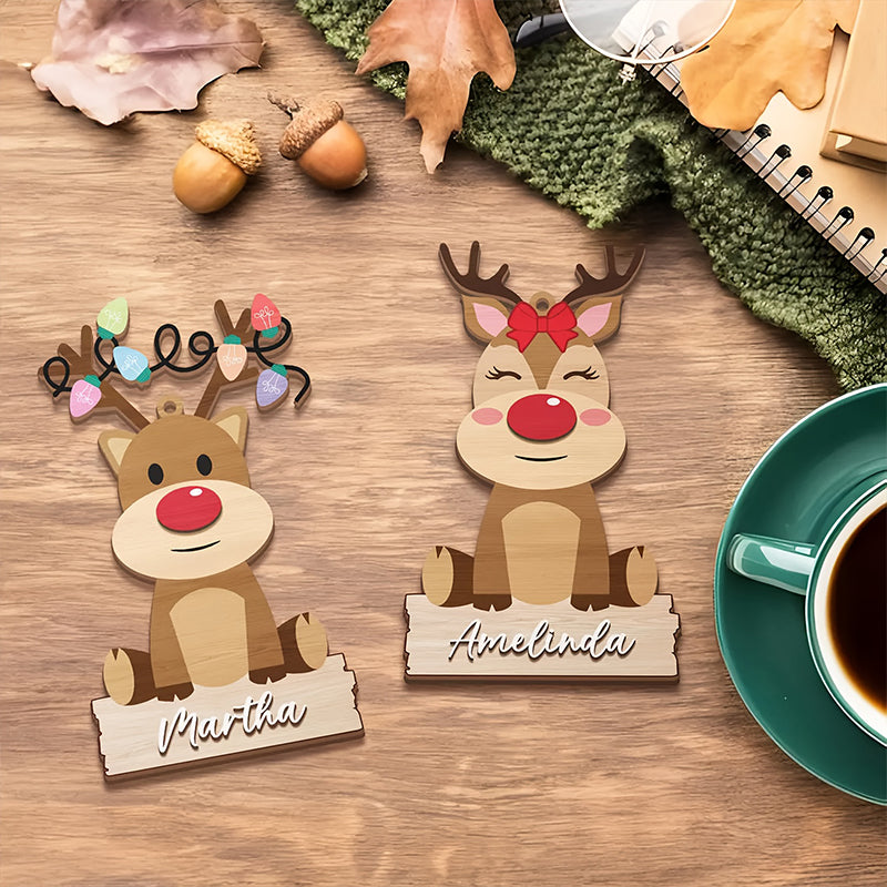 Personalized Christmas Reindeer Pendant - Custom Name/Text