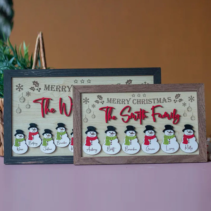 Personalized Snowman Family Sign: Custom Christmas Decor