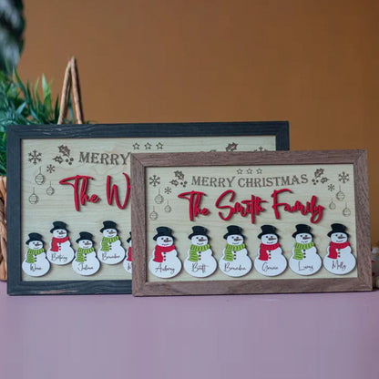 Personalized Snowman Family Sign: Custom Christmas Decor