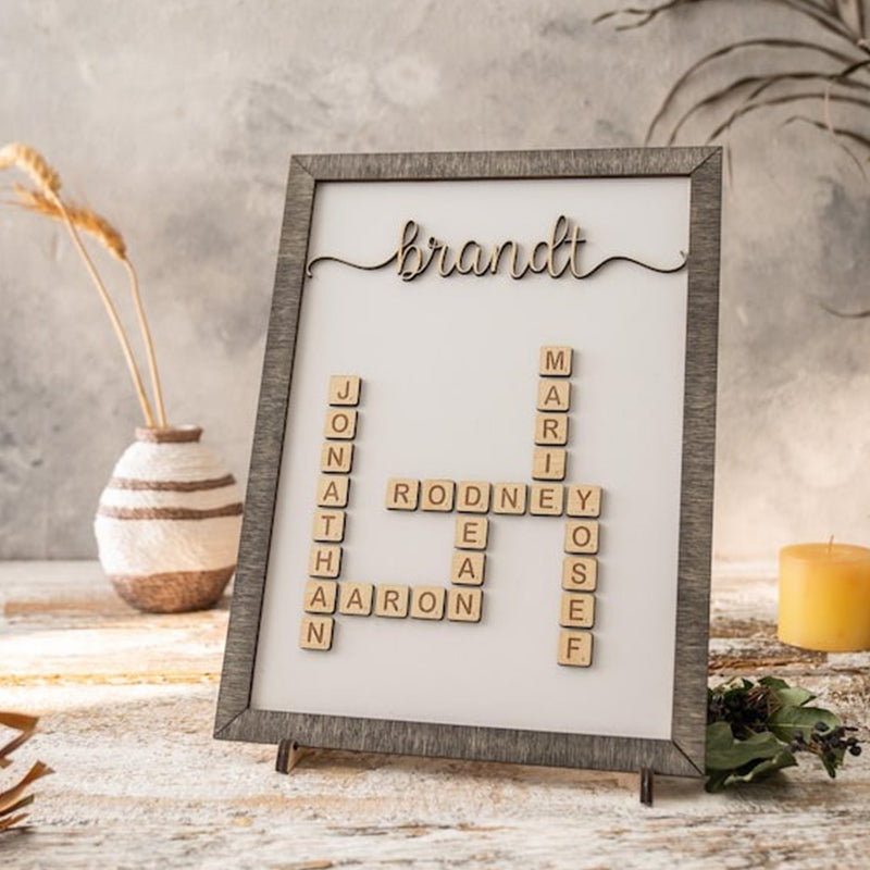 Personalized Family Name Crossword, Grandparents First Christmas Gift