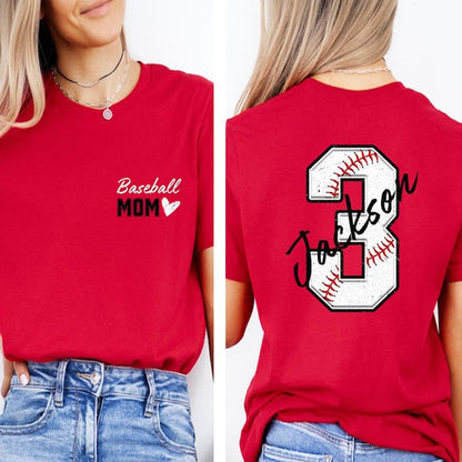 Baseball Mom T-Shirt,Custom Baseball Mom Shirt,Personalized Baseball Gift for Mom