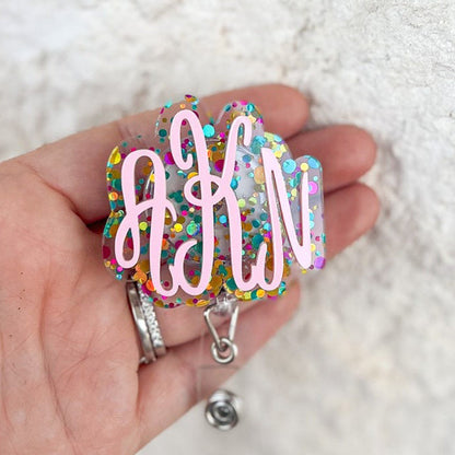 Badge Reel, Nurse Badge Reel, Teacher Badge Reel, Monogram