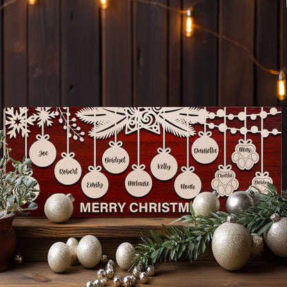 Family Christmas Decoration, Personalized Christmas Name Sign