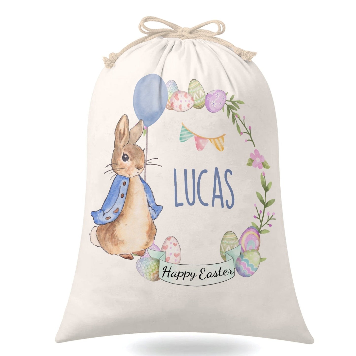 Easter Party Gift Bags, Personalized Bunny Gift Sack