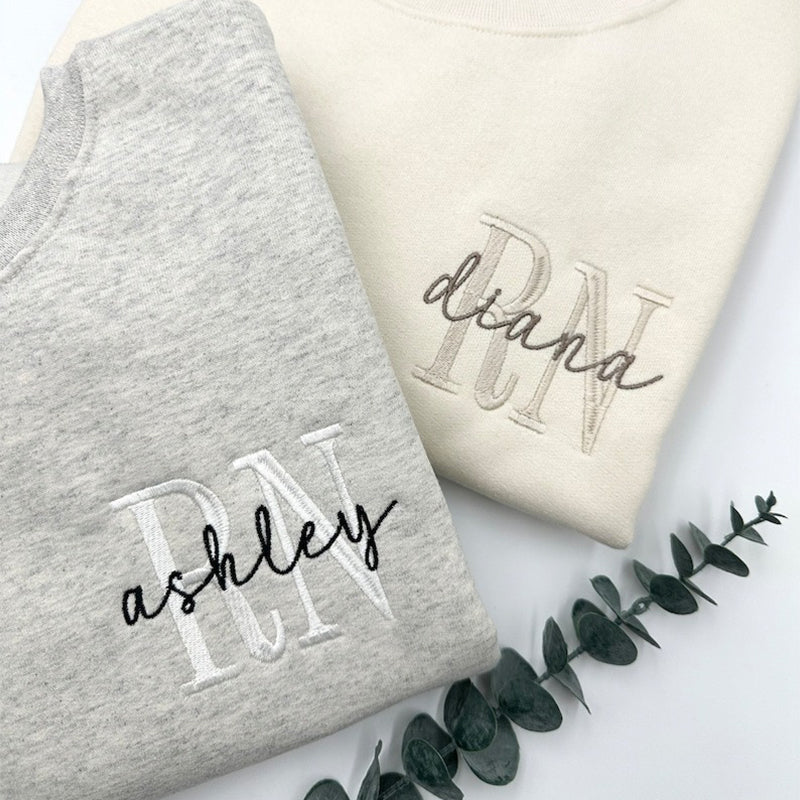 EMBROIDERED NURSE Athletic Block Gemma Sweatshirt Hoodie
