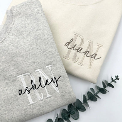 EMBROIDERED NURSE Athletic Block Gemma Sweatshirt Hoodie