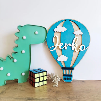 Personalized Hot Air Balloon Nameplate Hot Air Balloon Custom Sign