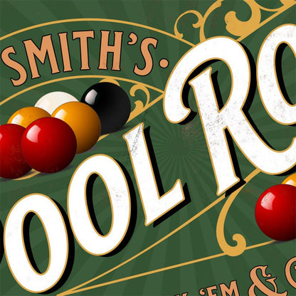 Personalised Snooker Room Metal Sign Games Room Wall Door Decor Accessory