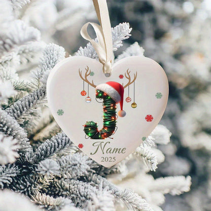 Personalized Christmas Initial Name Heart-Shaped Ornament