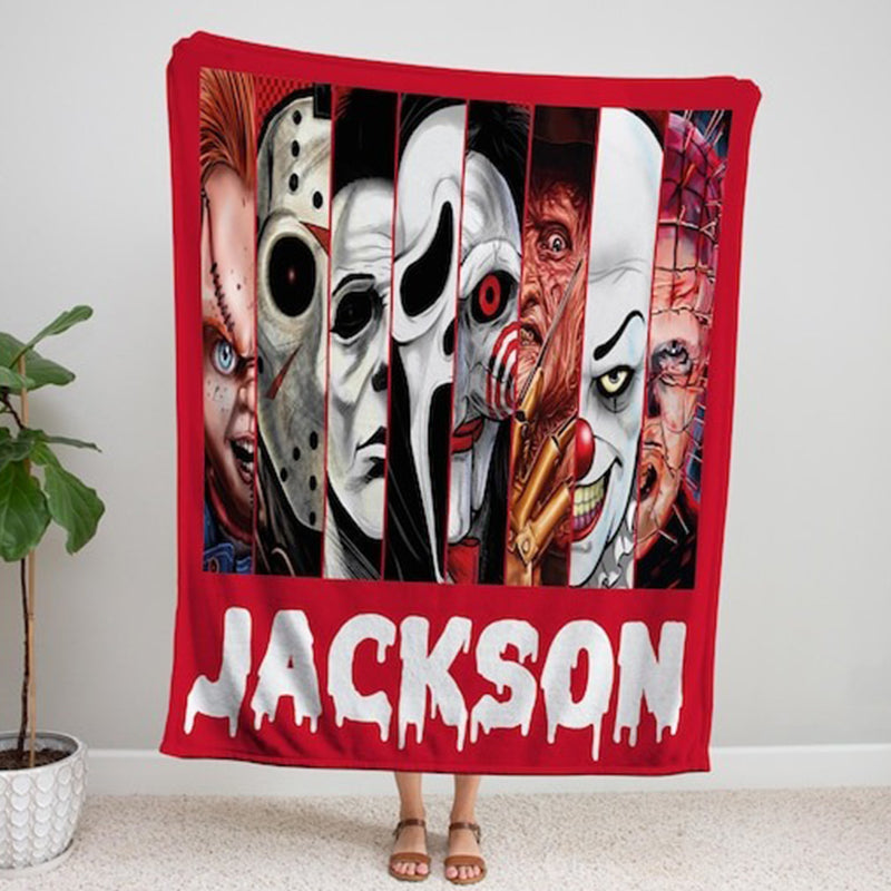 Custom Horror Movie Blanket, Scary Movie Character Throw