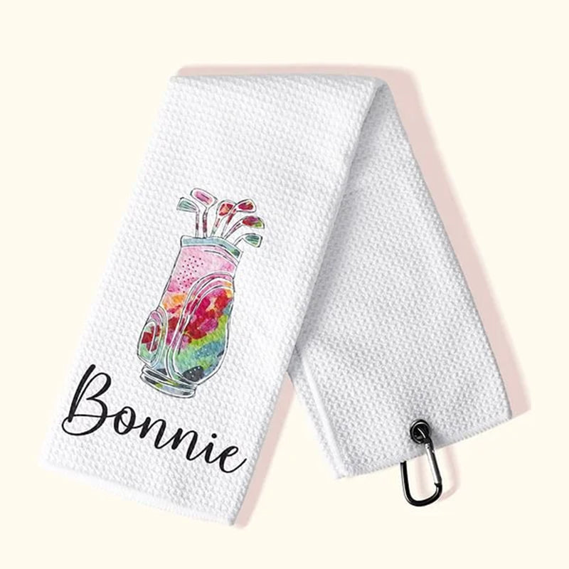Personalized Colorful Golfing Clubs Golf Waffle Towel