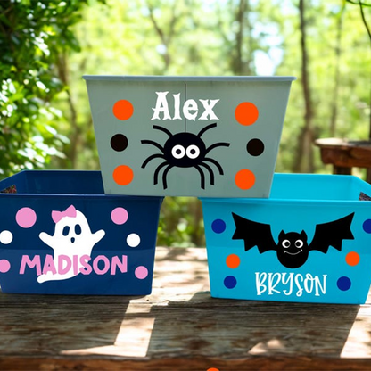 Custom Name Kids Halloween Boo Baskets Halloween Gift Bucket