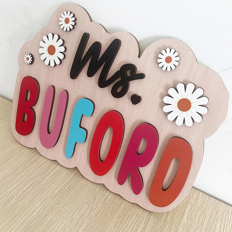 Wooden Custom Name Sign, Custom Door sign, Teachers' day gift