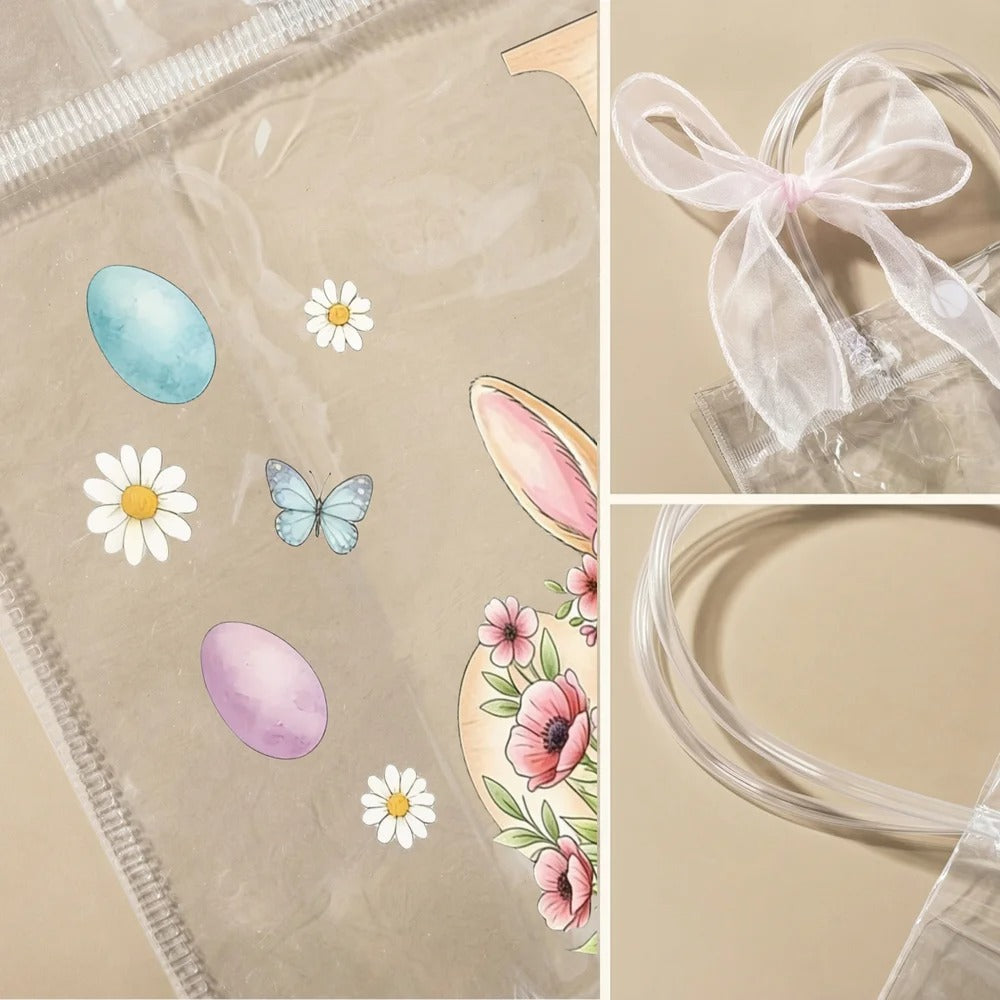Personalized Pink Bow Ribbon Colorful Easter Eggs Gift Bag
