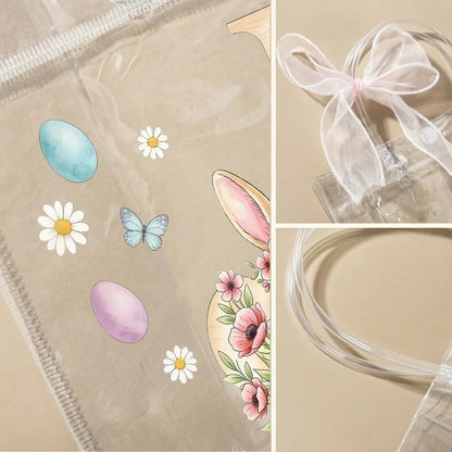Personalized Pink Bow Ribbon Colorful Easter Eggs Gift Bag