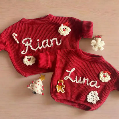 Red Baby Christmas Sweater|Personalized Santa Sweater with Name