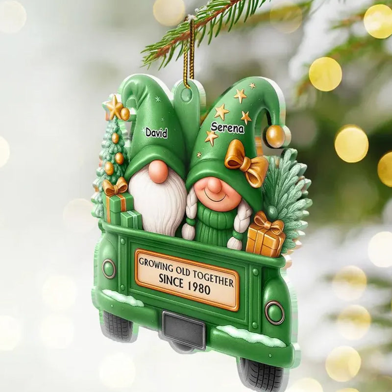 Gnomes Couple Growing Old Together - Personalized Custom Shaped Acrylic Ornament
