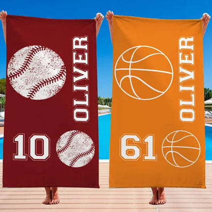 Custom Athletic Beach Towel, Sports Lover Pool Towel